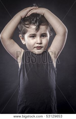 Music, child rocker dress and funny expressions crested