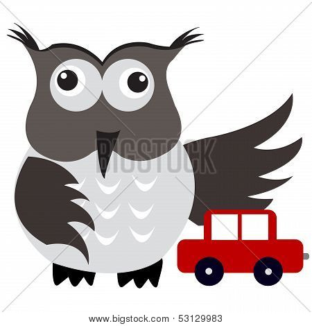 Concept Of Car Insurance With Car Under Owl Wing Protection
