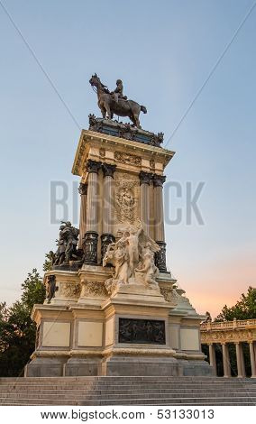 Alfonso XII monument in Buen Retiro park, Madrid
