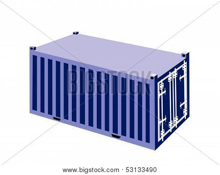 A Blue Container Cargo Container On White Background