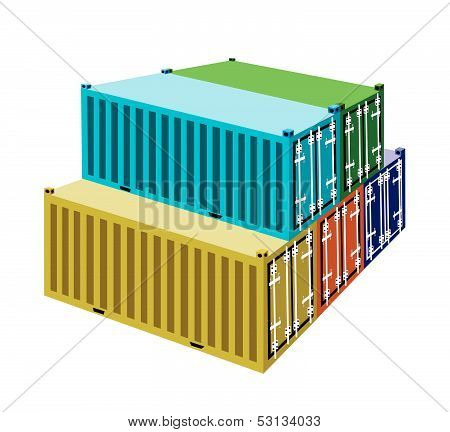 A Group Of Cargo Containers On White Background