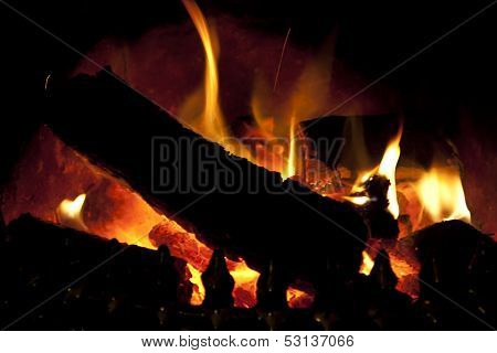 Hot Flames From An Irish Turf Fire