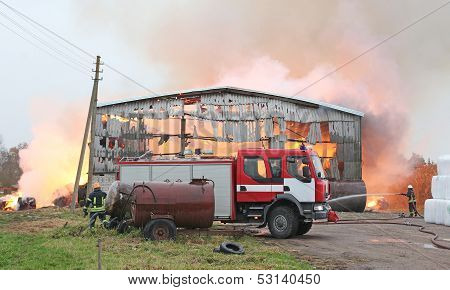 Burning farm