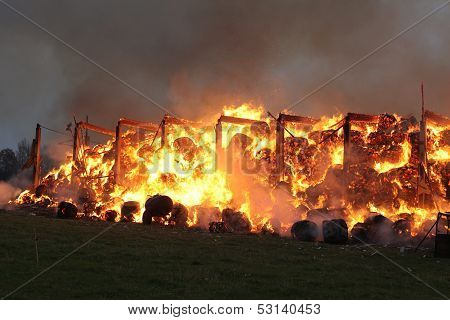 Burning farm