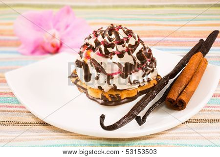 Marshmallow On A Saucer With A Vanilla And Cinnamon
