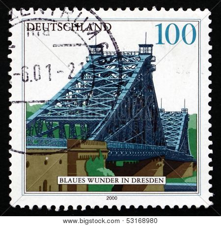 Postage Stamp Germany 2000 Blue Wonder Bridge, Dresden