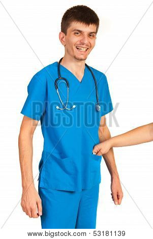 Happy Doctor Taking Bribe