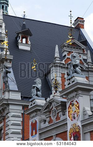 Riga , Latvia. Merchants House of Blackheads, the most beautiful house in the city