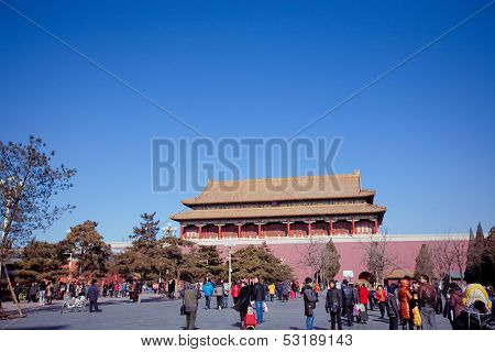 BEIJING, CHINA 16 FEBRUARY 2013:  the main entrance of Tiananmen Gate