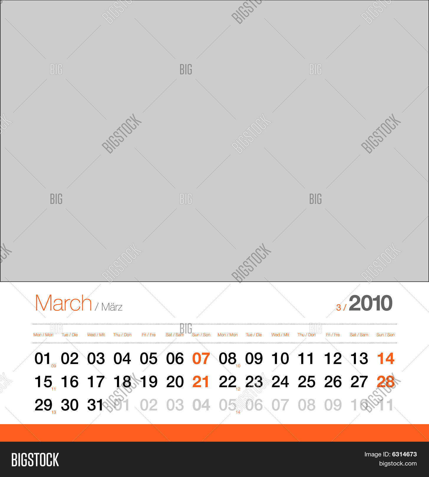 Calendar March 2010 Vector & Photo (Free Trial) | Bigstock