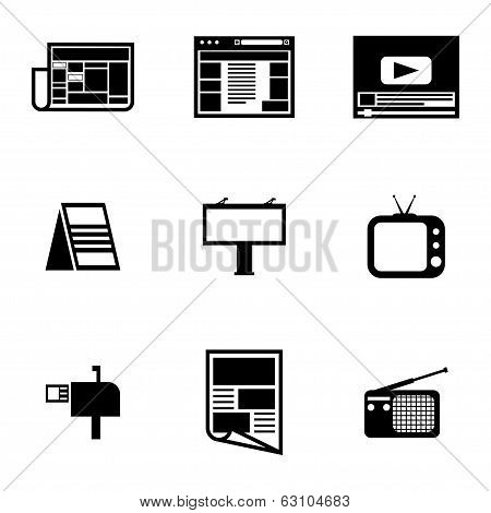 Vector black advertisement icons set