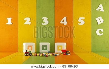Green Orange And Yellow Playroom