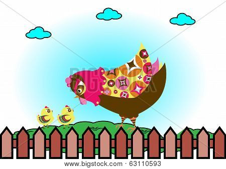 Hen with chicken