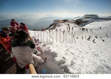 Jade Dragon Snow Mountain Near Lijiang In Yunnan Province, Southwestern China.