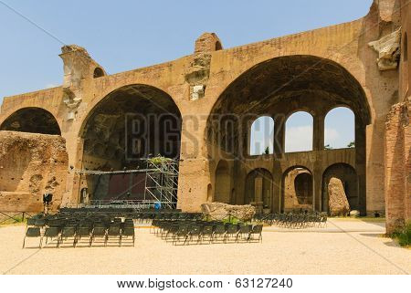 Rome: Termi di Caracala in preparation for a concert