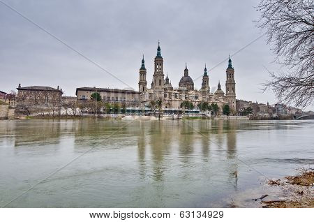 Our Lady Of The Pillar Basilica At Zaragoza, Spain