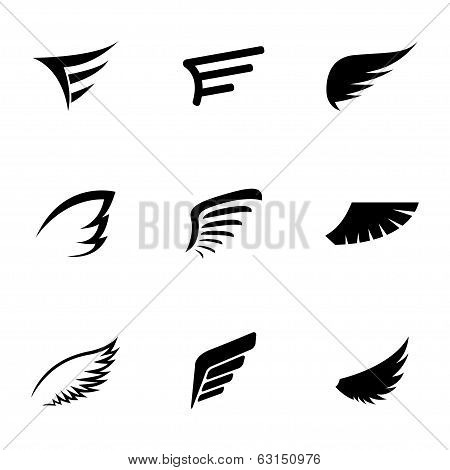 Vector black wing icons set