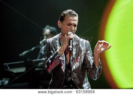 Andrew Fletcher, Dave Gahan and Martin Gore from Depeche Mode in concert at the Minsk Arena
