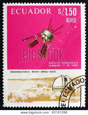 Postage Stamp Ecuador 1966 French Satellite D-1
