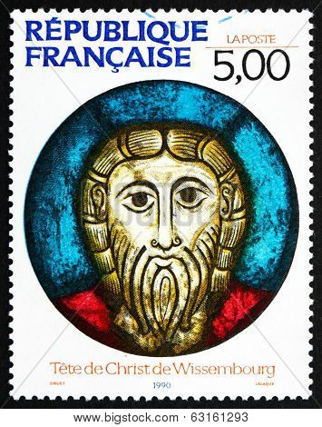 Postage Stamp France 1990 Head Of Christ, Wissembourg