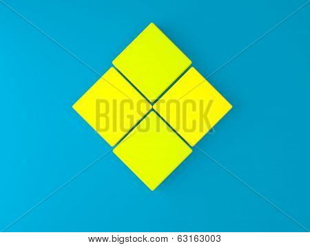 3D Square Box On Blue Wall