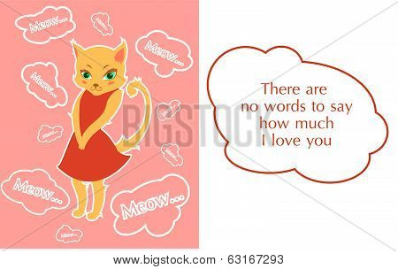 Postcard with beutiful shy kitty
