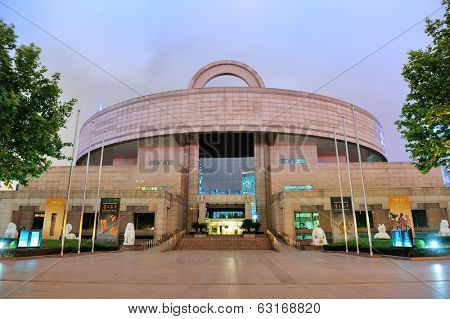 SHANGHAI, CHINA - JUNE 2: Shanghai Museum at night on JUNE 2, 2012 in Shanghai, China. Established in 1952 and with 120k collections, it is one of the earliest and largest museums in China.