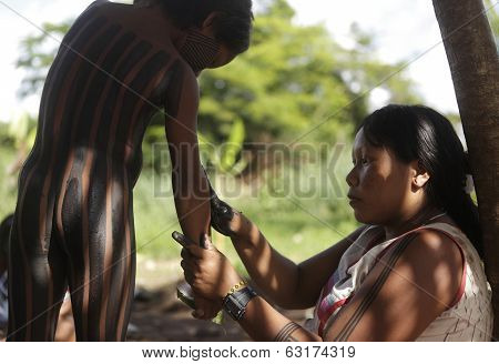 Cuiaba - Brazil April 10, 2014 Indigenous Tribe.