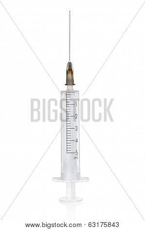 5ml syringe and needle isolated on a white background with detailed clipping path.