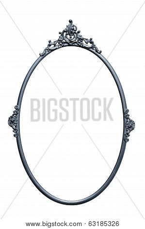 Retro Mirror Frame, Metallic Color, Isolated On White
