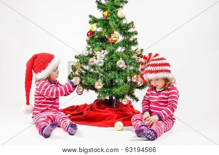 Twins And A Christmas Tree