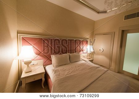 GABALA - MAY 18: Room in Riverside Hotel on May 18, 2014 in Gabala, Azerbaijan. Riverside hotel is first 5 star hotel in Gabala, Azerbaijan