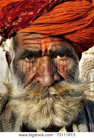 Indigenous senior Indian man looking at the camera.