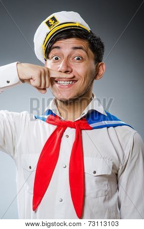 Funny captain sailor wearing hat