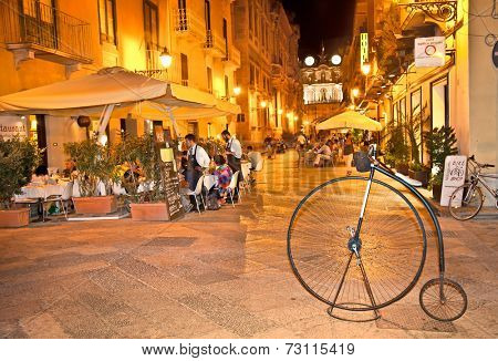 TRAPANI, ITALY - SEP 15, 2014: Unidentified people on the street in Trapani, sep 15, 2014.  Sicily. Trapani is at the West point of Sicily.