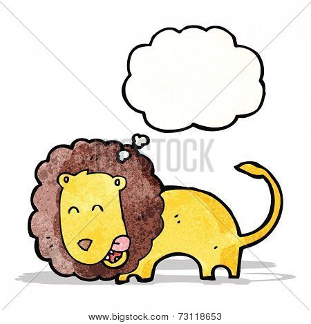 cartoon lion with thought bubble