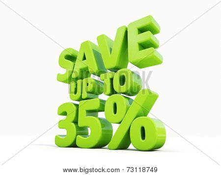 The phrase Save up to % on white background