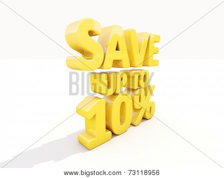 The phrase Save up to % on white background