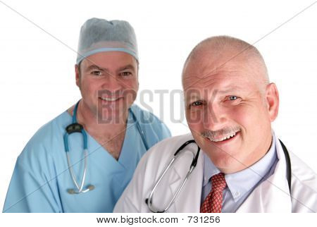 Equipo médico feliz