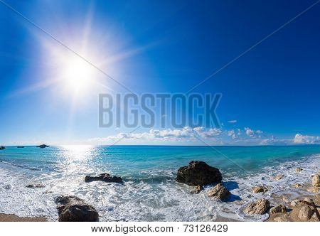 The famous Kathisma beach in Lefkada Greece