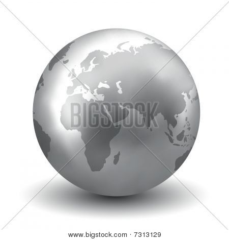 Shiny Silver Earth Globe