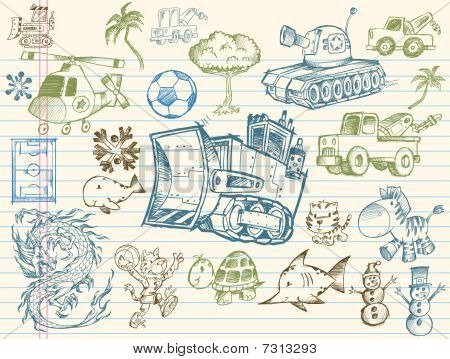 Doodle Mega schizzo Vector Set