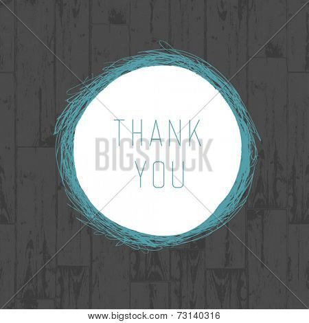 Thank you vintage greeting card with wooden background. Vector