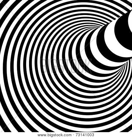 Black and white abstract striped background. Optical Art. Vector illustration. 