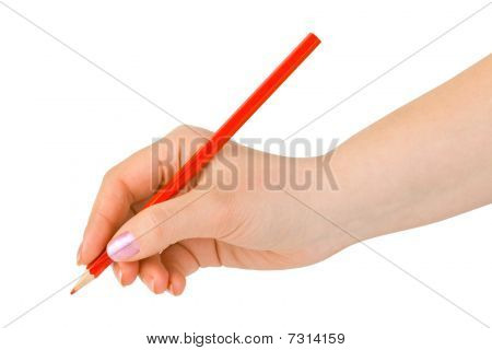 Crayon rouge à la main