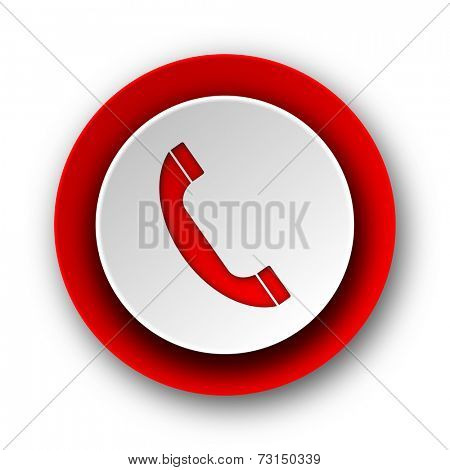 phone red modern web icon on white background