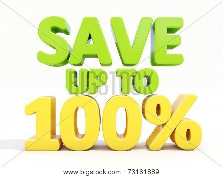 The phrase Save up to % on white background