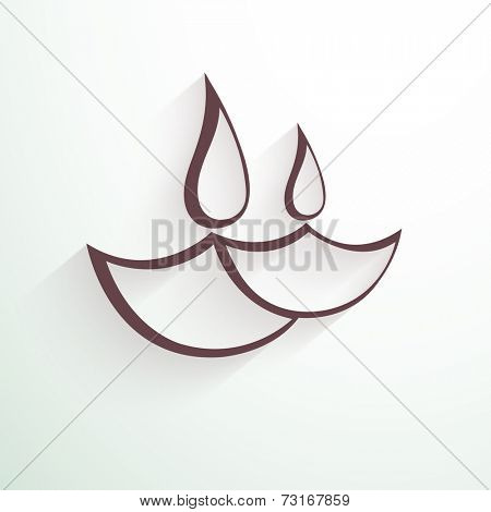 Sketch of two lampions in brown colour on white and sky blue background.