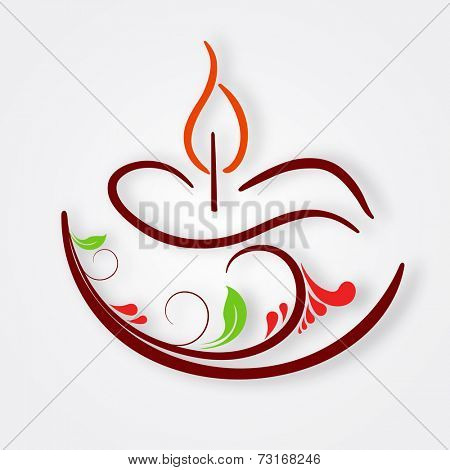 Illustration of a designer lampion with many colours on white simple background.