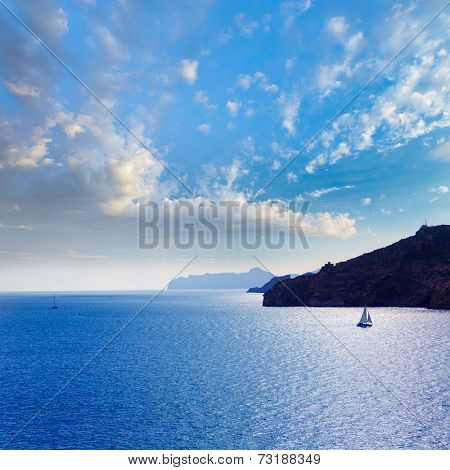 Cartagena Cala Cortina beach sunset in Mediterranean Murcia at Spain